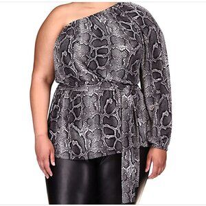 NWT NEW Women Michael Kors Off the Shoulder Snake Print Top Plus Sz 1X MSRP $88